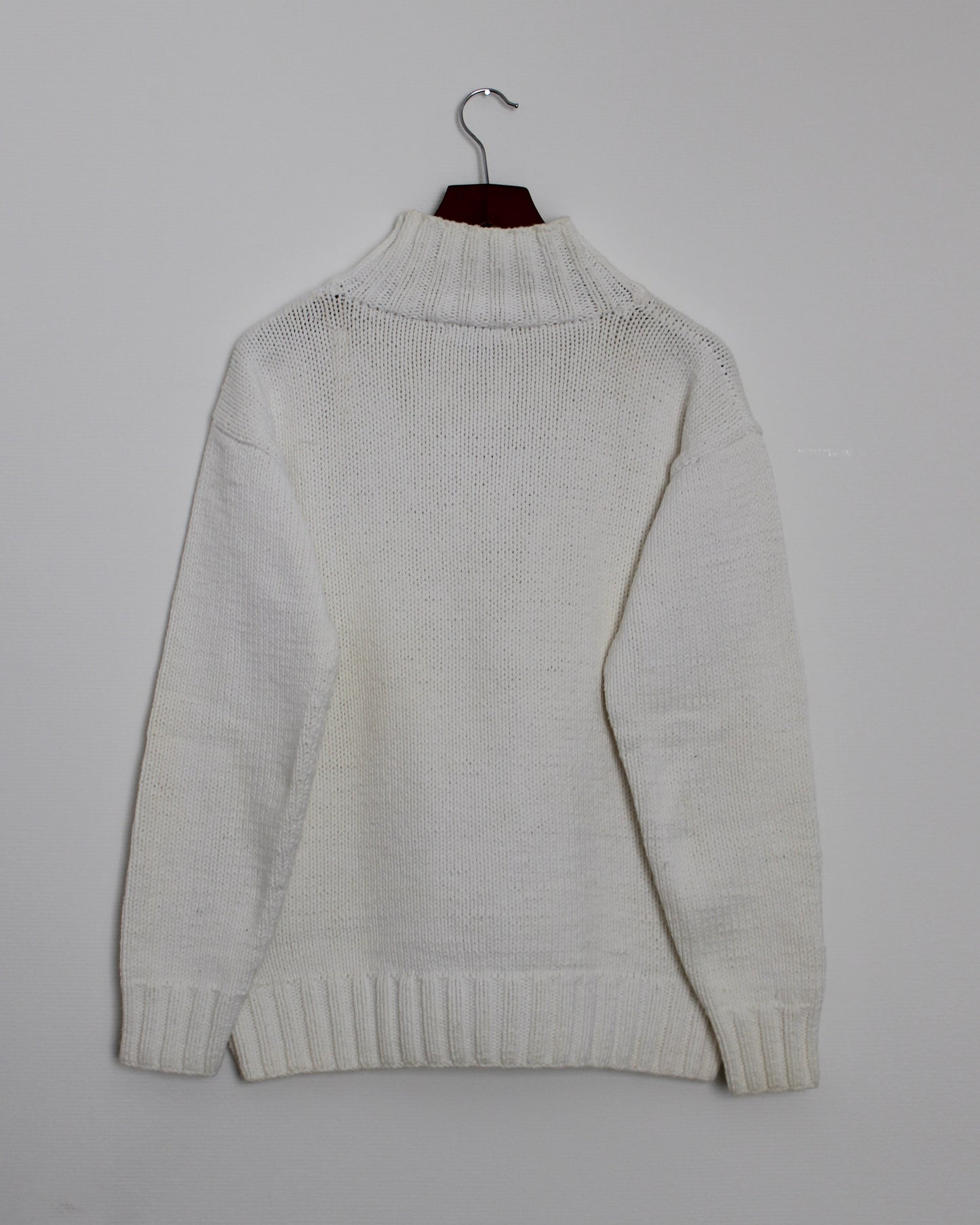 c.1990 Hand Knitted Blanc Bleu Pullover - Size M