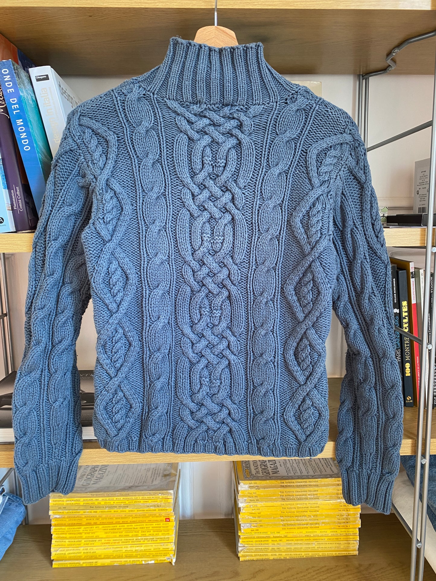 c.1990 Handknitted Blanc Bleu pullover