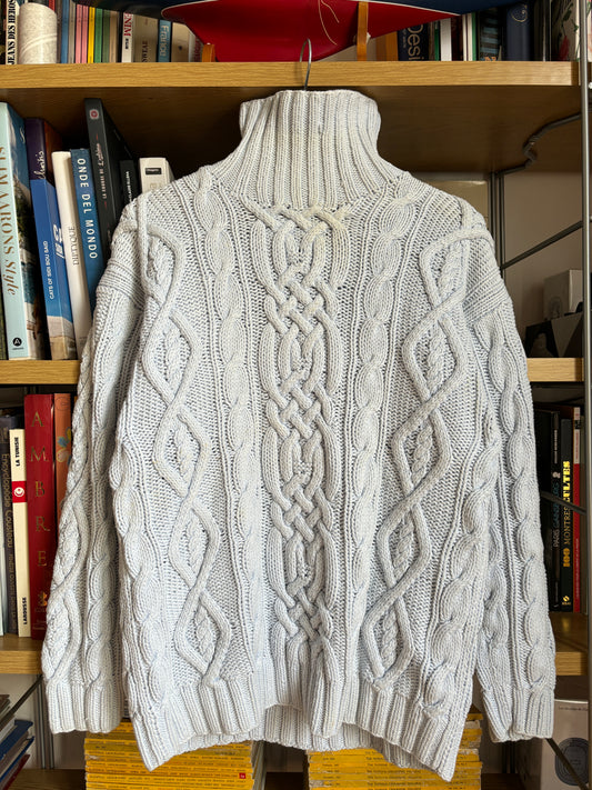 c.1990 Handknitted Blanc Bleu pullover