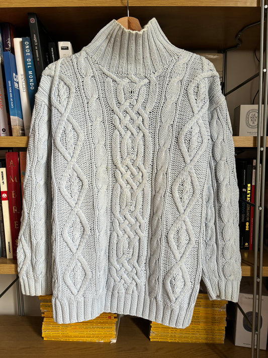 c.1990 Handknitted Blanc Bleu pullover