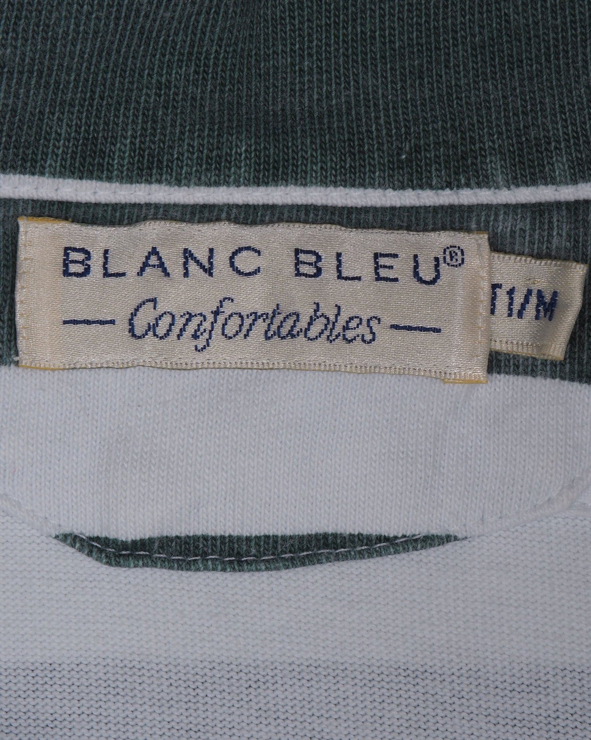 c.1990 Blanc Bleu Striped Polo - Size M