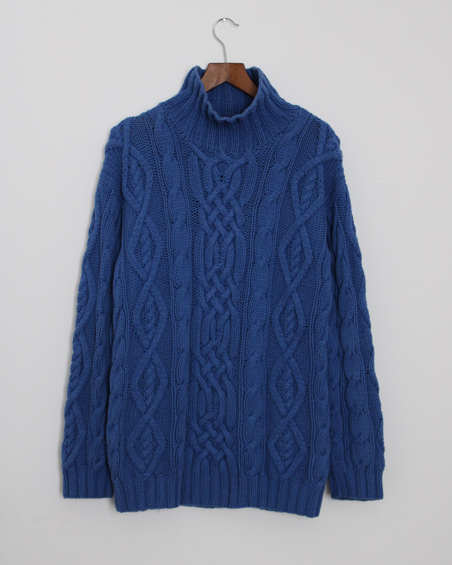 c.1990 Hand Knitted Blanc Bleu Pullover - Size M