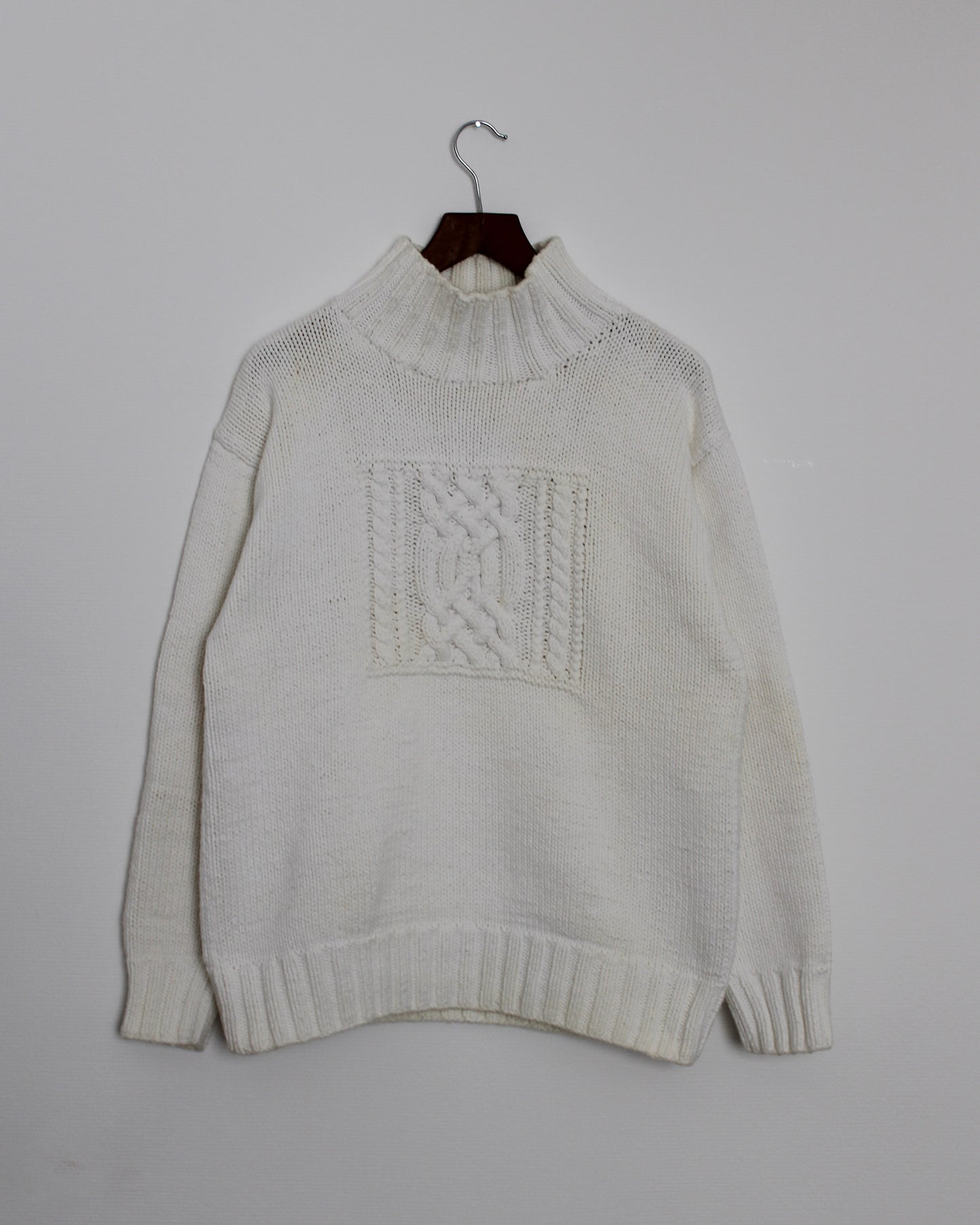 c.1990 Hand Knitted Blanc Bleu Pullover - Size M
