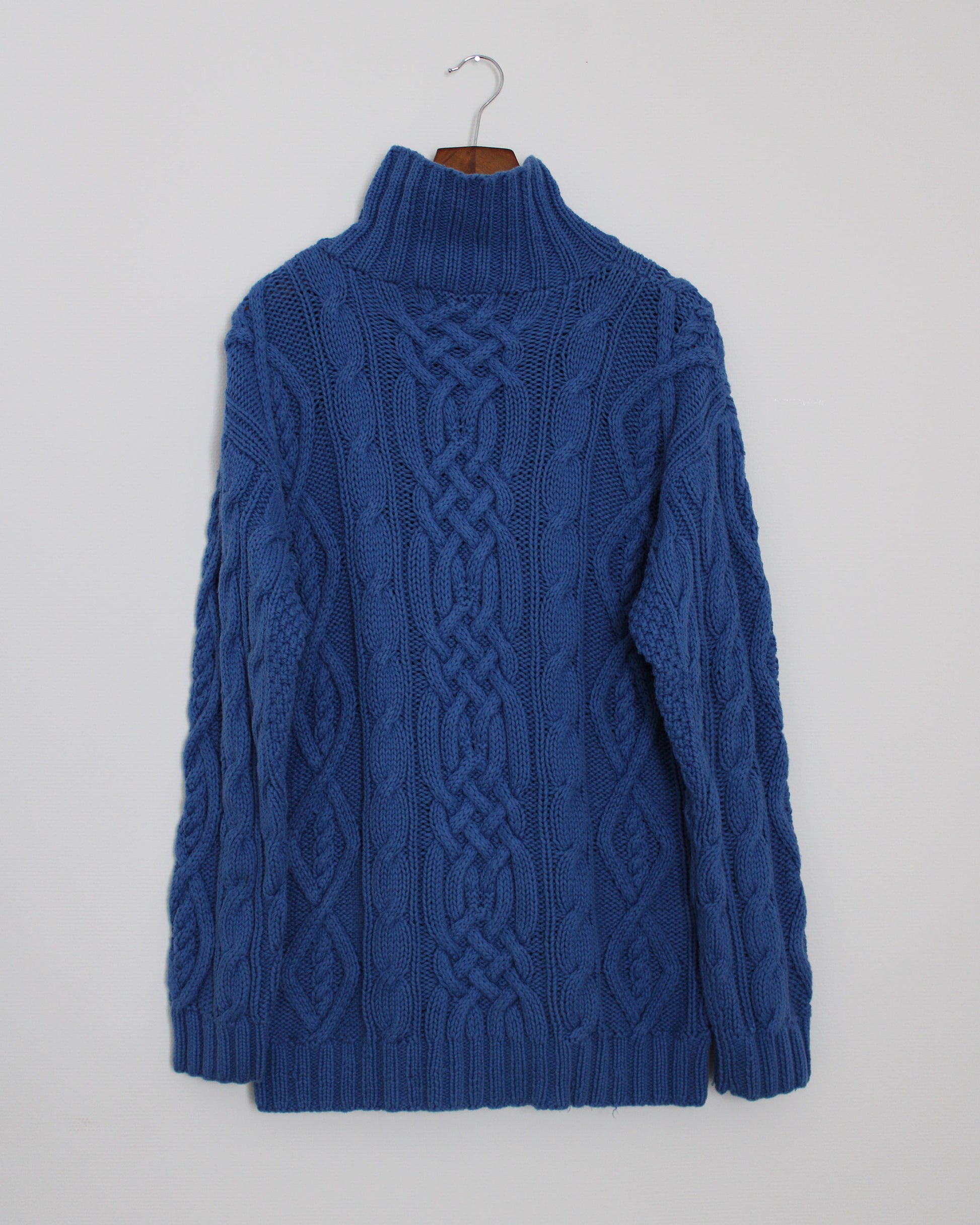 c.1990 Hand Knitted Blanc Bleu Pullover - Size M