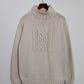 c.1990 Hand Knitted Blanc Bleu Pullover - Size L