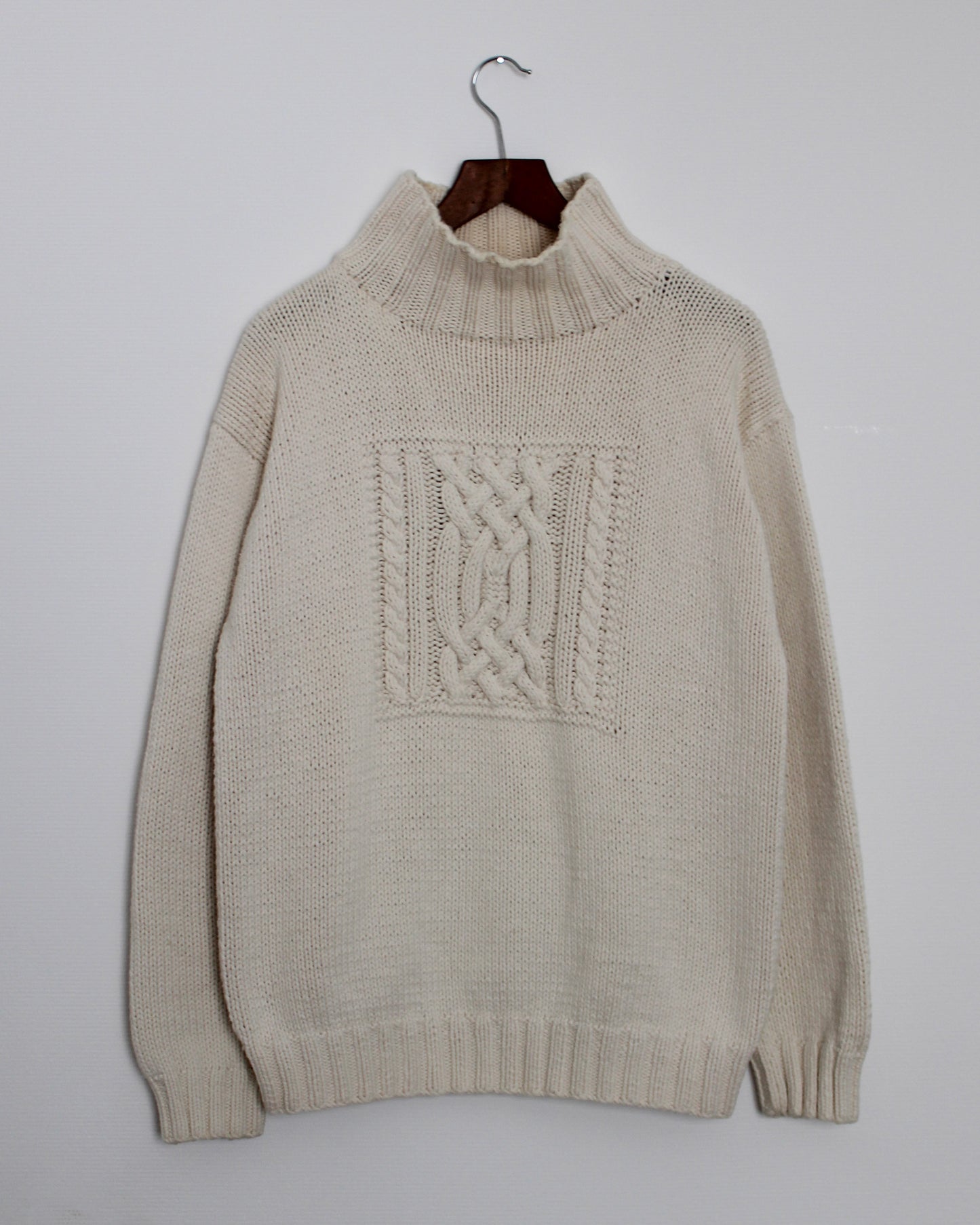 c.1990 Hand Knitted Blanc Bleu Pullover - Size L