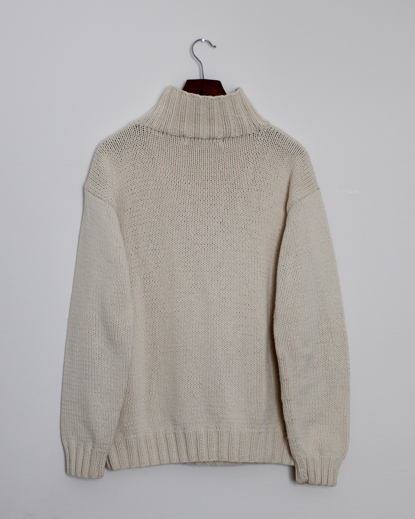 c.1990 Hand Knitted Blanc Bleu Pullover - Size L