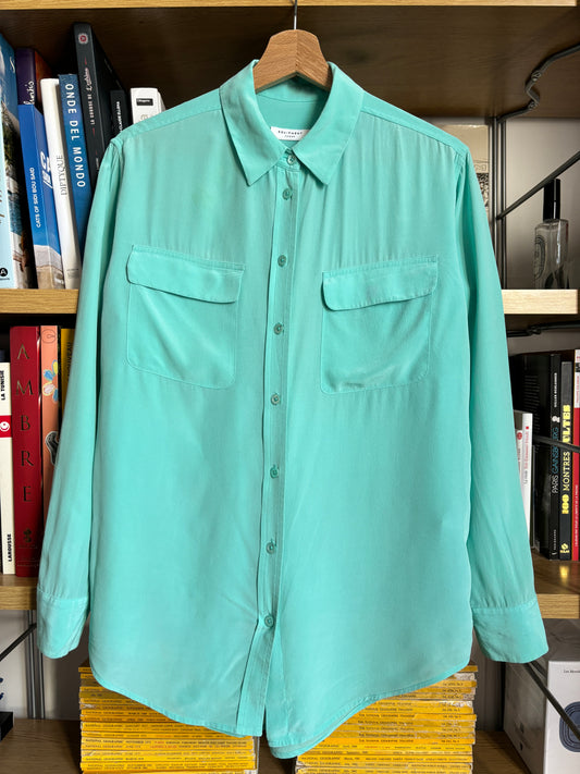 c.2000 Turquoise Equipment Silk Shirt