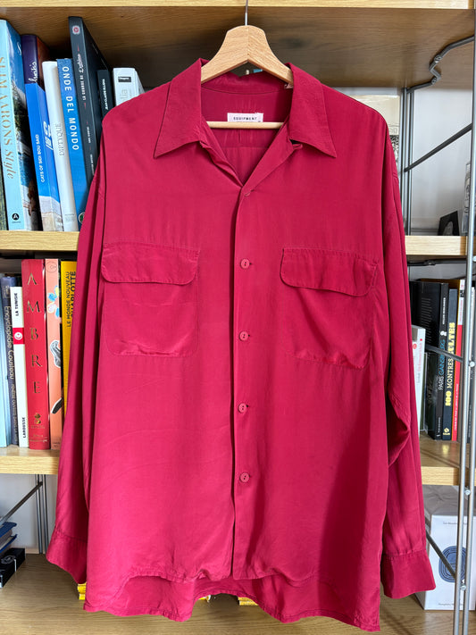 c.1990 Burgundy Equipment Silk Shirt