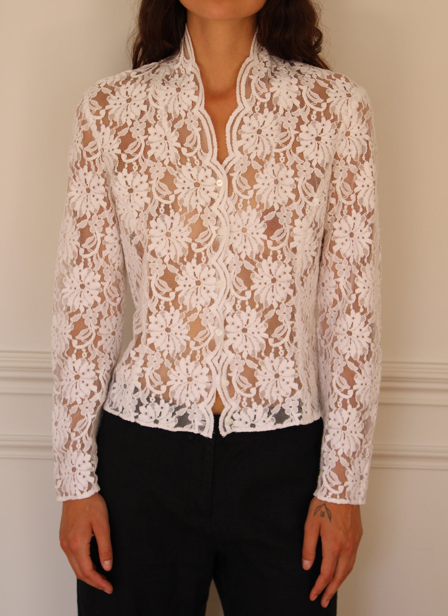c.1990 Armand Ventilo lace shirt - Size S