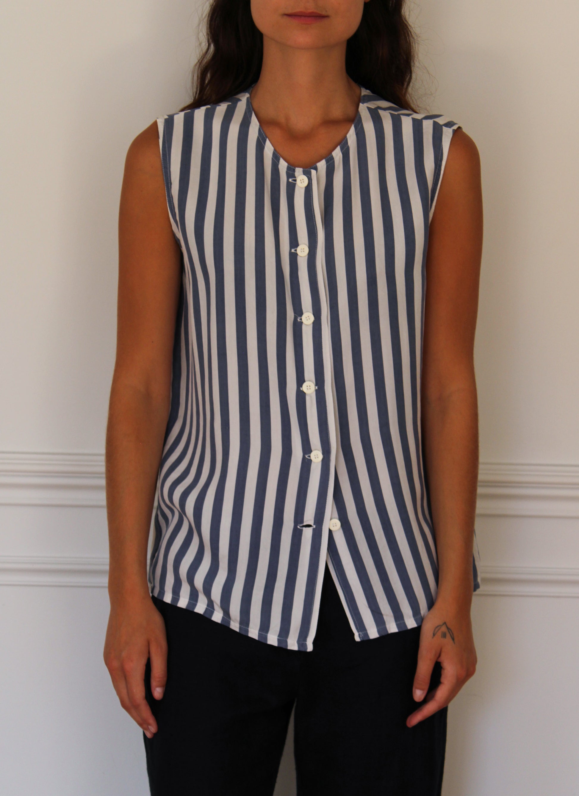 c.1990 Georges Rech striped blouse - Size M