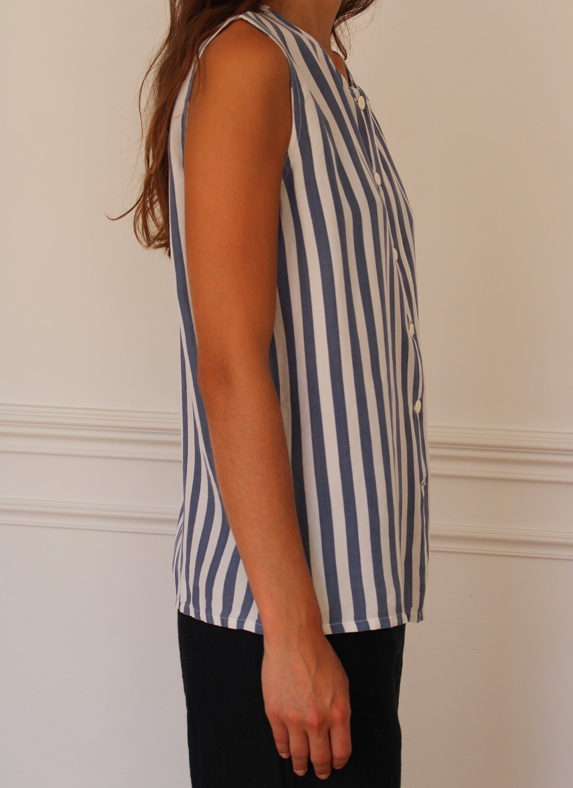 c.1990 Georges Rech striped blouse - Size M