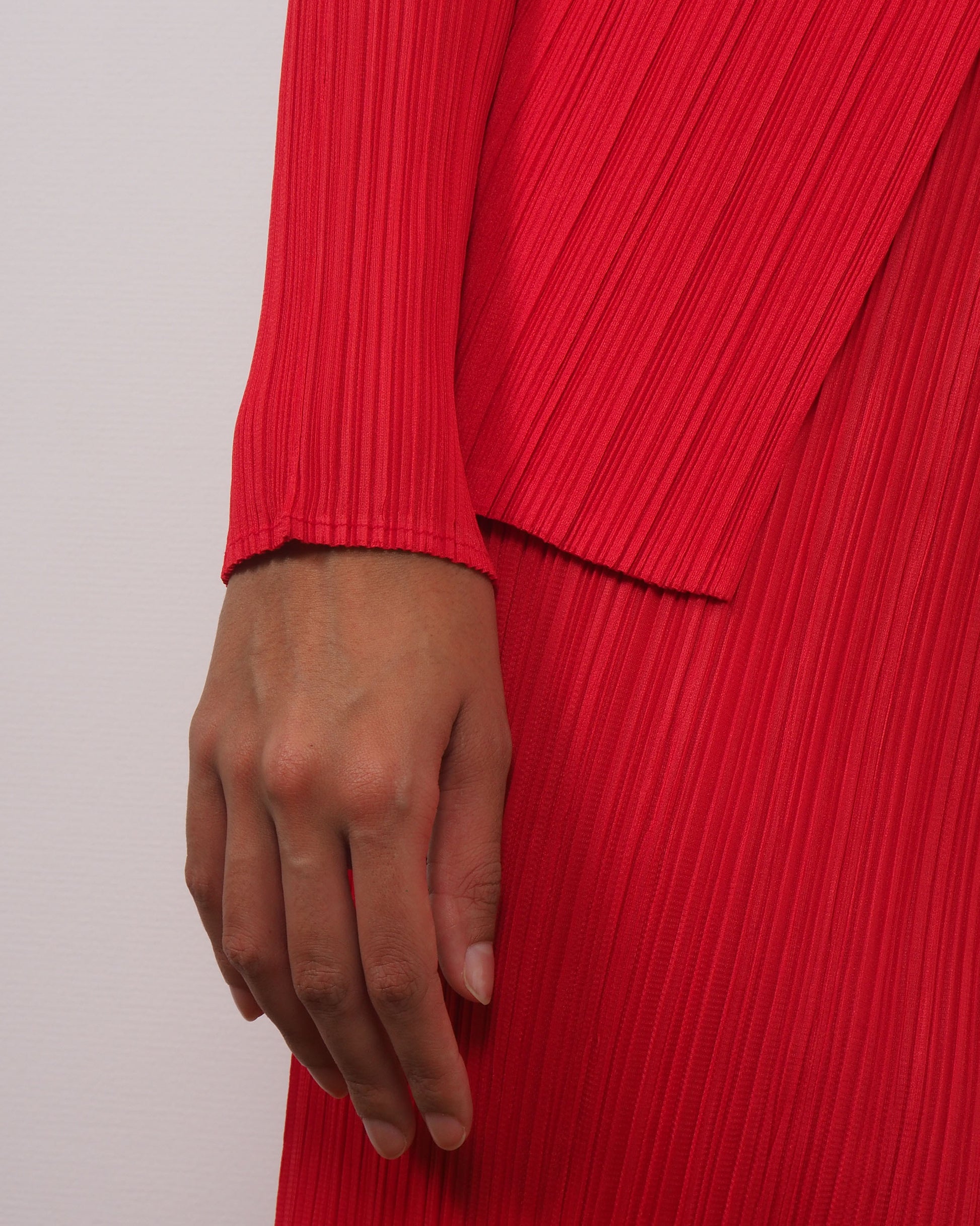 please please please red dress Issey Miyake 2000's Pliss Cherry Red Scoop Neck Dress